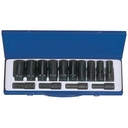 Kt Pro Tools Deep Impact Socket Set, 1/2 Drive, SAE, 14 Piece A4406SP