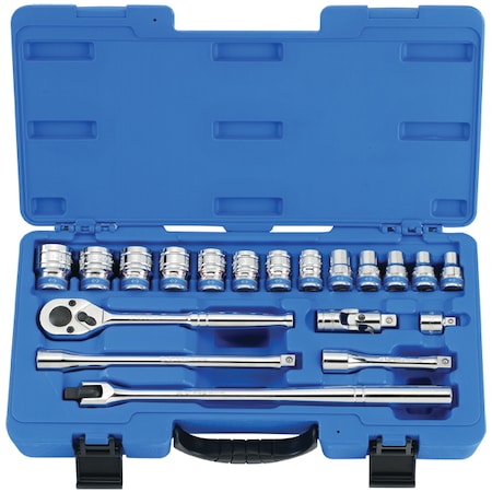 Kt Pro Tools Socket Set, 1/2 Drive, Metric, 19 Piece A4503MR