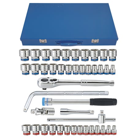 Kt Pro Tools 1/2" Drive Socket Set, SAE, Metric, 43 pcs A4504CR