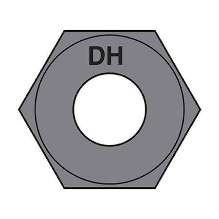 Zoro Select Hex Nut, 3/4"-10, Steel, Grade A563, Plain, 125 PK 75A563DH