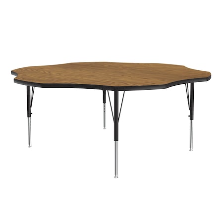 Correll Flower Adjustable Height Activity Kids School Table, High Pressure Laminate, Medium Oak A60-FLR-06