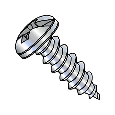 Zoro Select Thread Forming Screw, #8-18 x 3/8 in, Zinc Plated Steel Pan Head Combination Phillips/Slotted Drive 0806ABCP