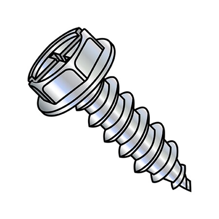 Zoro Select Sheet Metal Screw, #8-18 x 3/4 in, Zinc Plated Steel Flange Hex Head 8000 PK 0812ABCW