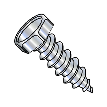 Zoro Select Self-Drilling Screw, 3/8"-12 x 1-1/2 in, Zinc Plated Steel Flange Hex Head External Hex Drive 3724ABH