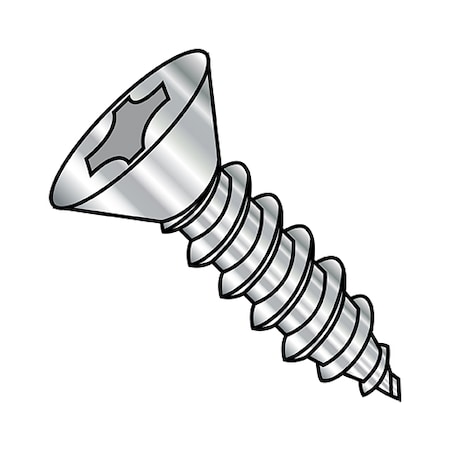 Zoro Select Concrete Screw, #4-24 Dia., Flat, 2 in L, 18-8 Stainless Steel 3500 PK 0432ABPF188
