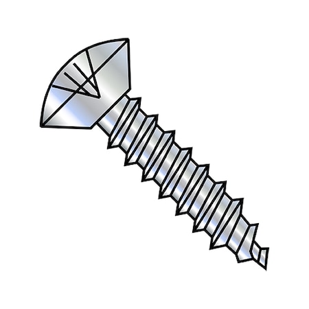 Zoro Select Sheet Metal Screw, #8-18 x 3/8 in, Zinc Plated Stainless Steel Oval Head Phillips Drive, 10000 PK 0806ABPOU