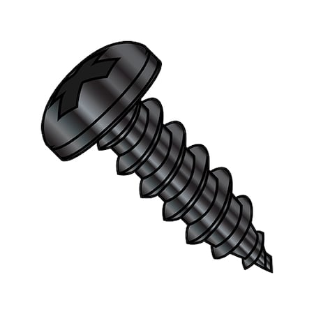 Zoro Select Concrete Screw, #12-14 Dia., Pan, 3/4 in L, Steel Black Oxide, 5000 PK 1212ABPPB