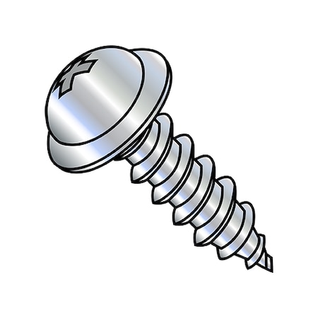 Zoro Select Sheet Metal Screw, #6 x 1/2 in, Zinc Plated Stainless Steel Round Head Phillips Drive, 10000 PK 0608ABPRW