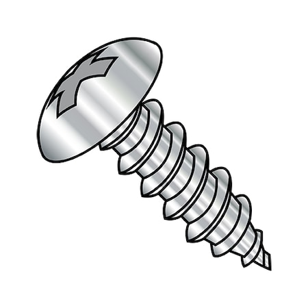 Zoro Select Concrete Screw, #10-16 Dia., Truss, 1/2 in L, 18-8 Stainless Steel Plain, 3000 PK 1008ABPT188
