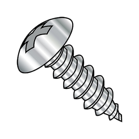Zoro Select Sheet Metal Screw, #8-18 x 1/2 in, Chrome Plated Stainless Steel Truss Head Phillips Drive, 7000 PK 0808ABPTC