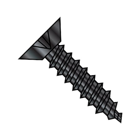 Zoro Select Sheet Metal Screw, #8-18 x 3/8 in, Zinc Black Steel Flat Head Phillips Drive, 10000 PK 0806ABPUBZ