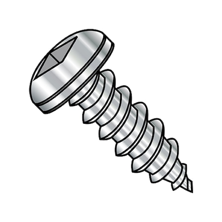 Zoro Select Thread Forming Screw, #8-18 x 3/8 in, Stainless Steel Pan Head Square Drive, 5000 PK 0806ABQP188