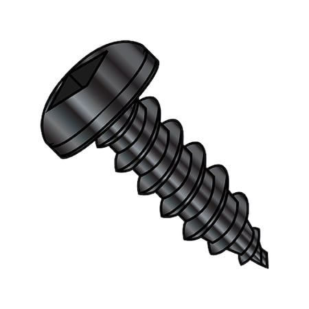 Zoro Select Thread Forming Screw, #8-18 x 3/8 in, Black Oxide and Oil Steel Pan Head Square Drive, 10000 PK 0806ABQPB