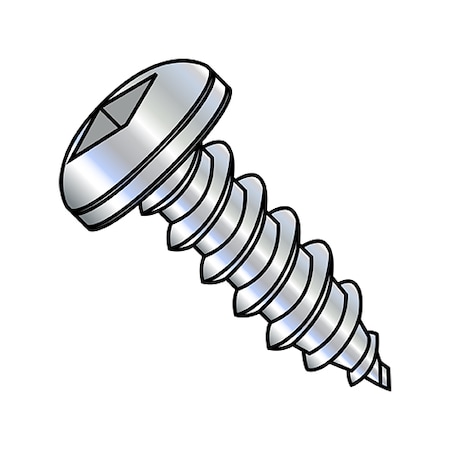 Zoro Select Thread Forming Screw, #6-20 x 1-1/2 in, Zinc Plated Steel Pan Head Square Drive, 7000 PK 0624ABQP