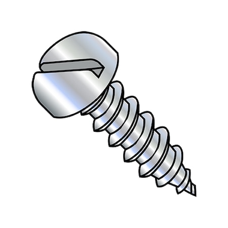 Zoro Select Sheet Metal Screw, 1/4"-14 x 1/2 in, Zinc Plated Stainless Steel Pan Head Slotted Drive, 4000 PK 1408ABSP