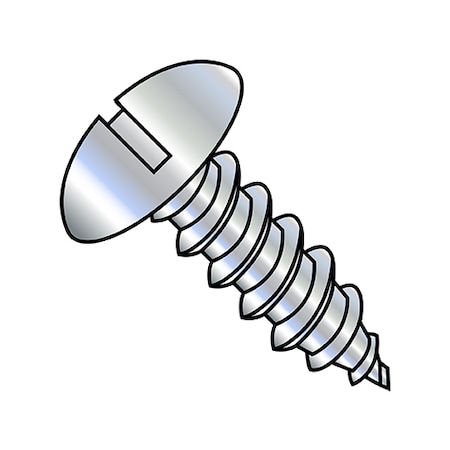 Zoro Select Sheet Metal Screw, #10-16 x 1/2 in, Zinc Plated Steel Truss Head Slotted Drive, 6000 PK 1008ABST