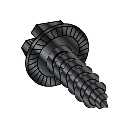 Zoro Select Self-Drilling Screw, #10-16 x 1/2 in, Black Oxide Steel Flange Hex Head Slotted Drive, 8000 PK 1008ABSWSB