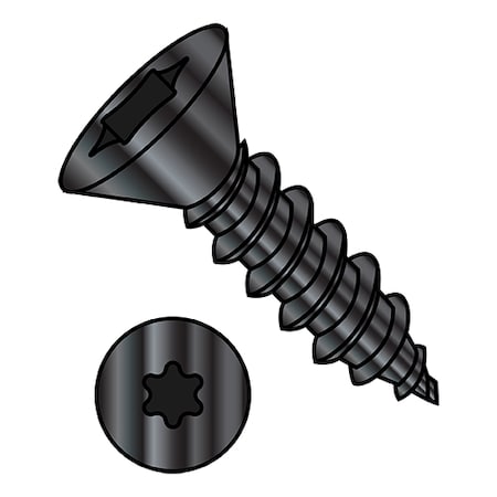 Zoro Select Sheet Metal Screw, #10-16 x 1-1/4 in, Black Oxide Steel Flat Head Torx Drive, 4000 PK 1020ABTFB