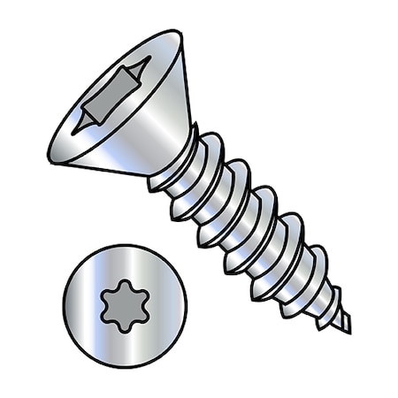 Zoro Select Thread Forming Screw, #10-16 x 1-1/4 in, Zinc Plated Steel Flat Head Torx Drive, 4000 PK 1020ABTF