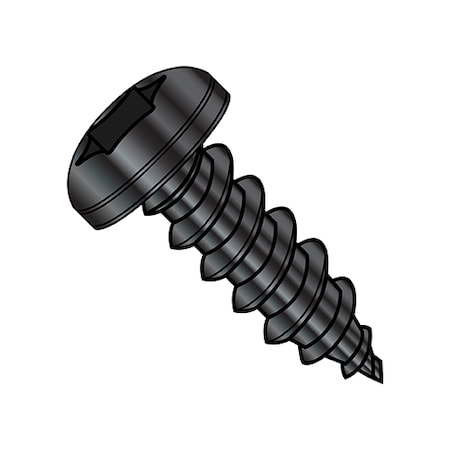Zoro Select Thread Forming Screw, #8-18 x 5/8 in, Black Oxide Pan Head Six Lobe Drive, 9000 PK 0810ABTPB