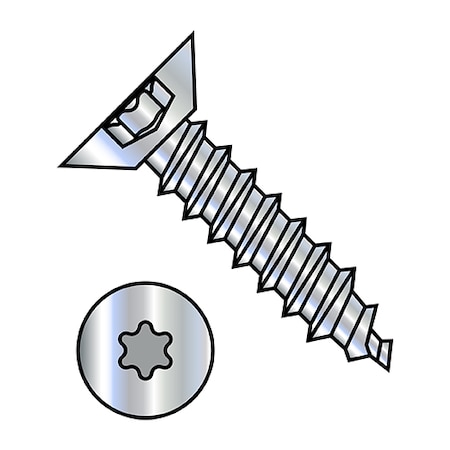 Zoro Select Thread Forming Screw, #4-24 x 3/8 in, Zinc Plated Steel Flat Head Torx Drive, 10000 PK 0406ABTU