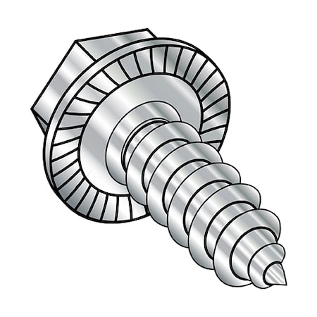 Zoro Select Self-Drilling Screw, #10-16 x 1/2 in, Plain 18-8 Stainless Steel Flange Hex Head External Hex Drive 1008ABWS188