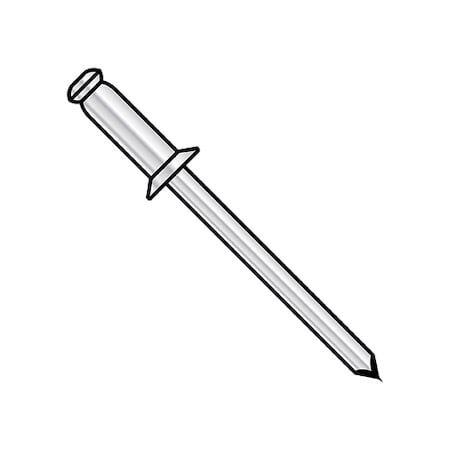Zoro Select Blind Rivet, Countersunk Head, 3/16 in Dia., 0.70 in L, Aluminum Body, 4000 PK ACA68