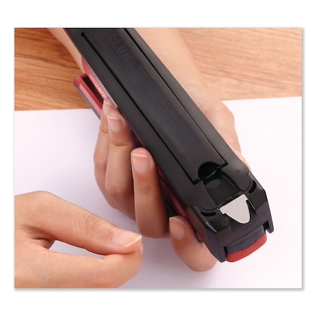 Bostitch InPower One-Finger 3-in-1 Desktop Stapler, Antimicrobial Protection, 20-Sheet Capacity, Red/Black ACI1124