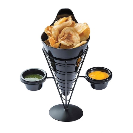 Tablecraft Vertigo Appetizer Cone, Blk W/2 3OZ Rmkns ACR259