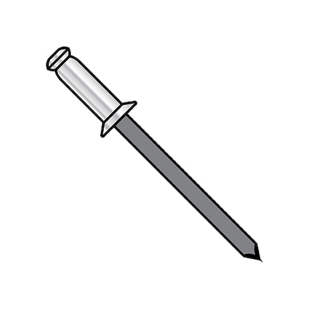 Zoro Select Blind Rivet, Countersunk Head, 5/32 in Dia., 0.425 in L, Aluminum Body, 8000 PK ACS54