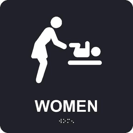 Nmc Womens Restroom Braille Ada Sign, ADA29BK ADA29BK