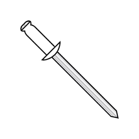 Zoro Select Blind Rivet, Dome Head, 1/8 in Dia., 0.275 in L, Aluminum Body, 10000 PK ADA42W