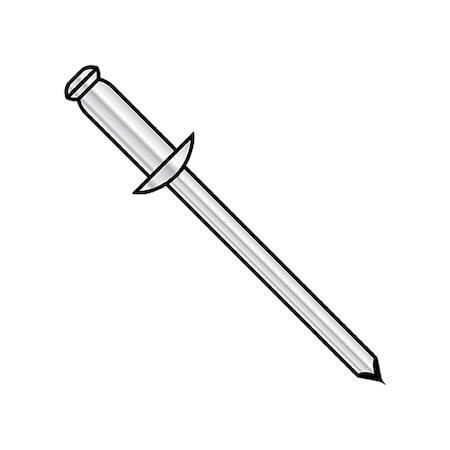 Zoro Select Blind Rivet, Dome Head, 1/4 in Dia., 1/2 in L, Aluminum Body, 2000 PK ADA84