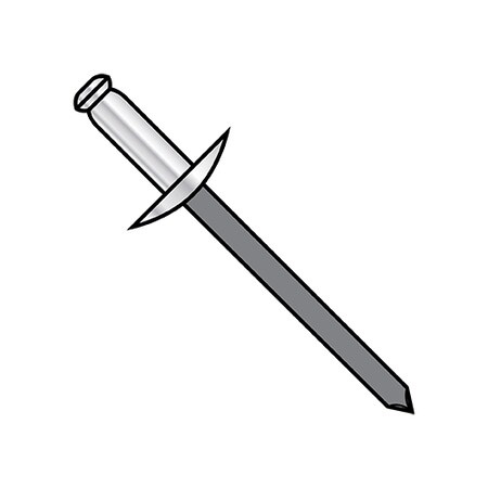 Zoro Select Blind Rivet, Large Flanged Head, 3/16 in Dia., 1.075 in L, Aluminum Body, 1500 PK ADS614L