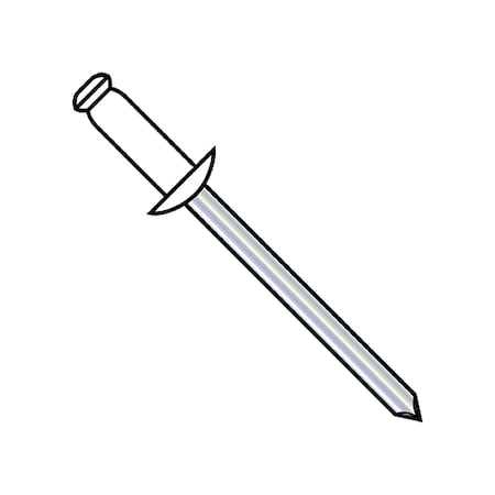 Zoro Select Blind Rivet, Dome Head, 1/8 in Dia., 0.275 in L, Aluminum Body, 10000 PK ADS42W