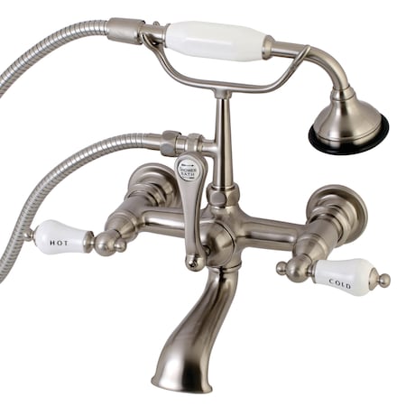 Kingston Brass Wall-Mount Clawfoot Tub Faucet, Brushed Nickel, Tub Wall Mount AE555T8