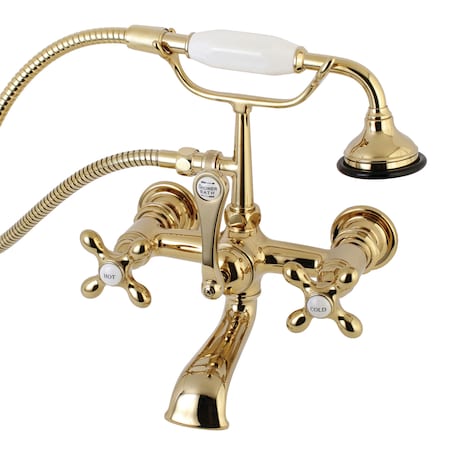 Kingston Brass Wall-Mount Clawfoot Tub Faucet, Polished Brass, Tub Wall Mount AE557T2