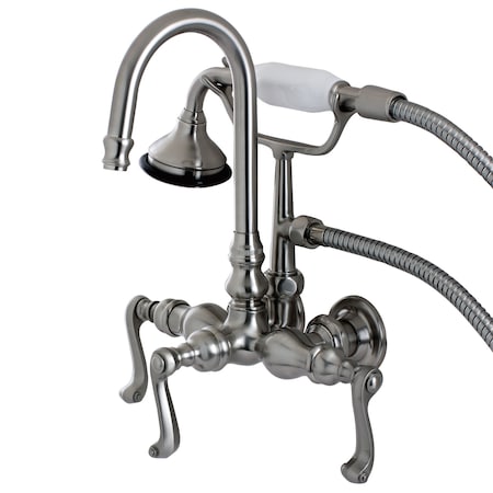 Kingston Brass Wall-Mount Clawfoot Tub Faucet, Brushed Nickel, Tub Wall Mount AE7T8FL