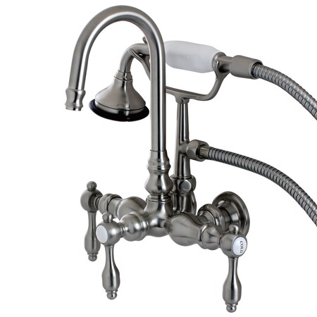 Kingston Brass Wall-Mount Clawfoot Tub Faucet, Brushed Nickel, Tub Wall Mount AE7T8TAL