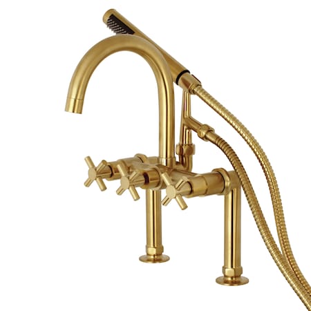 Kingston Brass Deck-Mount Clawfoot Tub Faucet, Brushed Brass, Deck Mount AE8107DX