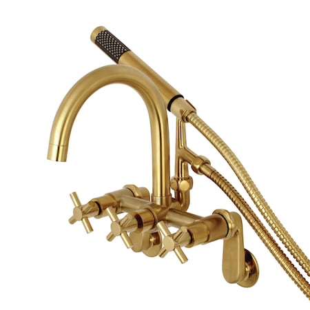 Kingston Brass Wall-Mount Clawfoot Tub Faucet, Brushed Brass, Tub Wall Mount AE8157DX