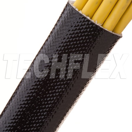 Techflex Braided Cable Sleeve, 7/8 in Inside Dia., 50 ft, Acrylic Fiberglass, Black AGA0.88BK