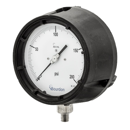 Pic Gauges Process Gauge, 0/200 psi, 1/4" NPT AHG6-A50.H23