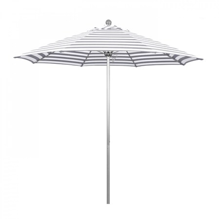 California Umbrella Patio Umbrella, Octagon, 103" H, Olefin Fabric, Gray White Cabana Stripe 194061005965