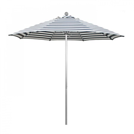 California Umbrella Patio Umbrella, Octagon, 103" H, Olefin Fabric, Navy White Cabana Stripe 194061005972