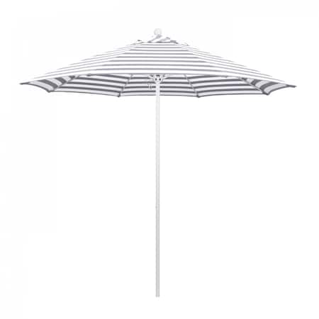 California Umbrella Patio Umbrella, Octagon, 103" H, Olefin Fabric, Gray White Cabana Stripe 194061007761