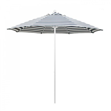 California Umbrella Patio Umbrella, Octagon, 103" H, Olefin Fabric, Navy White Cabana Stripe 194061007778