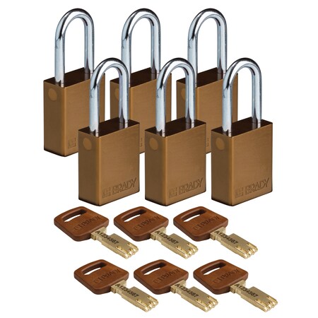 Brady Safekey Lockout Padlock Aluminum Brn 1.5" S ALU-BRN-38ST-KD6PK