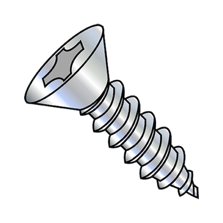 ZORO SELECT Concrete Screw, #10-12 Dia., Flat, 2 1/2 in L, Steel Zinc Plated, 1500 PK 1040APF