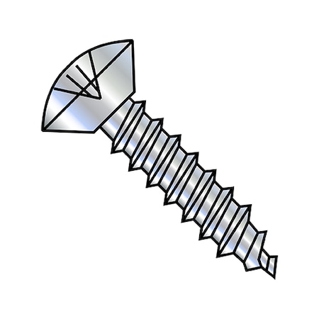 Zoro Select Sheet Metal Screw, #6-18 x 5/8 in, Zinc Plated Stainless Steel Oval Head Phillips Drive, 10000 PK 0610APOU